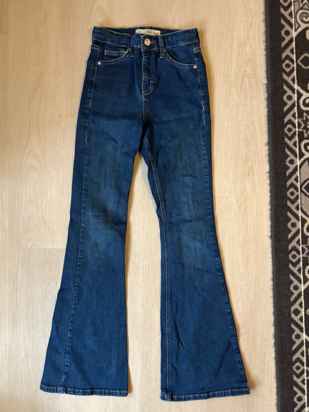 Topshop Indigo High-Rise Flared Jeans